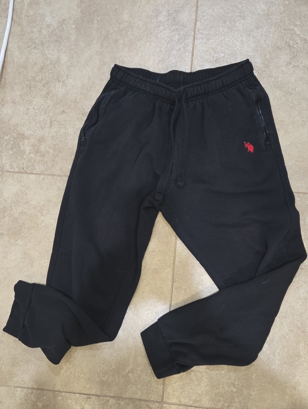 U.S. Polo Assn. Black Jogger Sweatpants with Red Logo Mens